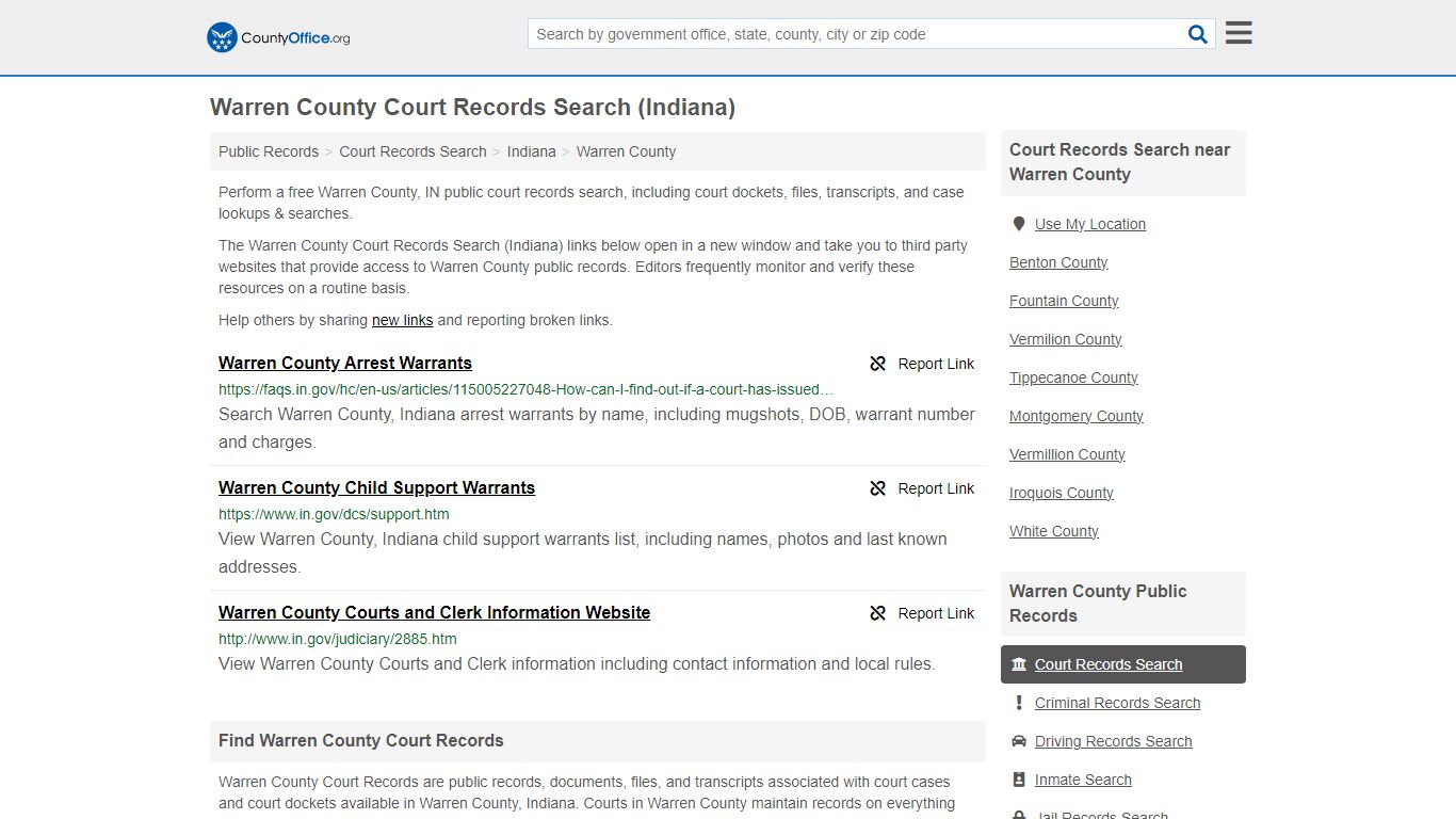 Warren County Court Records Search (Indiana) - countyoffice.org