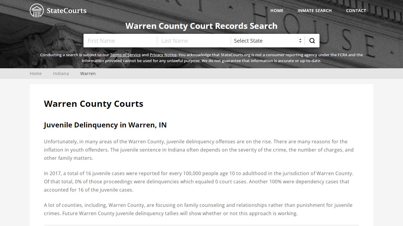 Warren County, IN Courts - Records & Cases - StateCourts